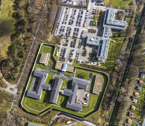 Aerial view, LWL correctional facility, forensic, closed institution, Herne, Ruhr area, North Rhine-Westphalia, Germany, DE, Europe, birds-eyes, view, aerial photography, aerial photography, aerial photography, overview, bird's-eye view, closed, institution, correctional facility, LWL correctional facility