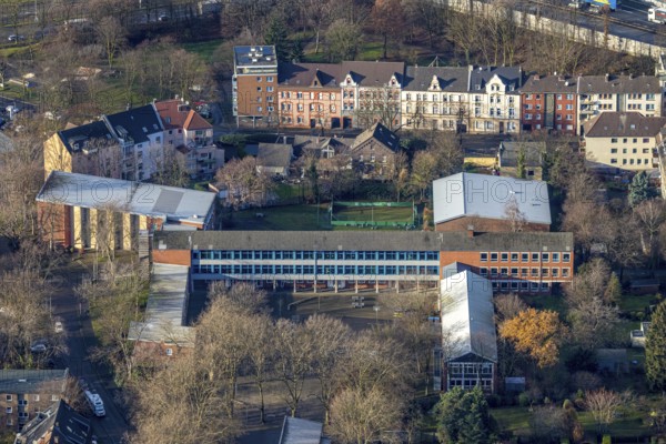 Aerial photo, Realschule Crange, Wanne, Herne, Ruhr area, North Rhine-Westphalia, Germany, education, educational institution, DE, Europe, educational institute, aerial photography, aerial photography, aerial photography, secondary school, school, Semlerstraße, overview, bird's-eye view, overview