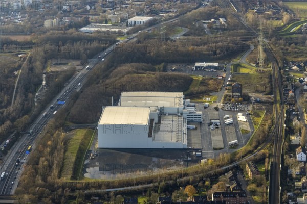 Aerial view, Nordfrost logistics centre, former colliery Unser Fritz, Am Malakowturm, Unser Fritz, Herne, Ruhr area, North Rhine-Westphalia, Germany, premises, DE, Europe, freight transport, logistics, logistics service, logistics centre, aerial photograph, aerial photography, aerial photography, Rhine-Ruhr metropolitan region, freight forwarding, deep-freeze logistics centre, transport, transport service, overview, bird's-eye view, birds-eyes view, former colliery, overview