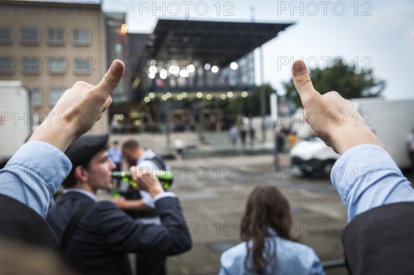 DEU Germany Germany Dresden Impressions of election day in the Saxon state capital: members of the Die Partei party on a spontaneous visit to the state parliament