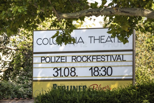 DEU Germany Germany Berlin An announcement sign for a police rock festival at the Columbia Theatre on Columbia Damm