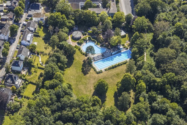 Aerial view, outdoor swimming pool Welper, Blankenstein, Hattingen, Ruhr area, North Rhine-Westphalia, Germany, bathing establishment, bathing resort, DE, Ennepe-Ruhr-Kreis, Europe, outdoor swimming pool, leisure, aerial view, aerial photography, aerial photography, swimming pool, overview, bird's-eye view, overview
