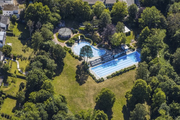 Aerial view, outdoor swimming pool Welper, Blankenstein, Hattingen, Ruhr area, North Rhine-Westphalia, Germany, bathing establishment, bathing resort, DE, Ennepe-Ruhr-Kreis, Europe, outdoor swimming pool, leisure, aerial view, aerial photography, aerial photography, swimming pool, overview, bird's-eye view, overview