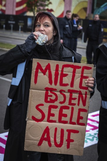 DEU Germany Germany Berlin Demonstration against rent increase and gentrification.eating and demonstrating