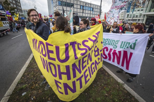 DEU Germany Germany Berlin Demonstration against rent increases and gentrification.poster for the expropriation of Deutsche Wohnen & Co