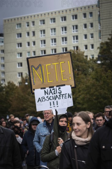 DEU Germany Germany Berlin Demonstration against rent increase and gentrification.sign against Nazis and rent