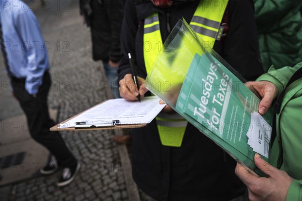 DEU Germany Germany Berlin Around 25 participants organise the second rally of the tuesdaysfortaxes movement in front of the Ministry of Finance on Tuesday