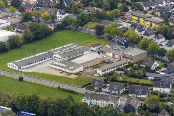 Aerial view, industrial estate, Schwepper Beschlag GmbH, Hetterscheidt, Heiligenhaus, Ruhr area, North Rhine-Westphalia, Germany, DE, Europe, aerial view, aerial photography, aerial photography, overview, bird's-eye view, overview