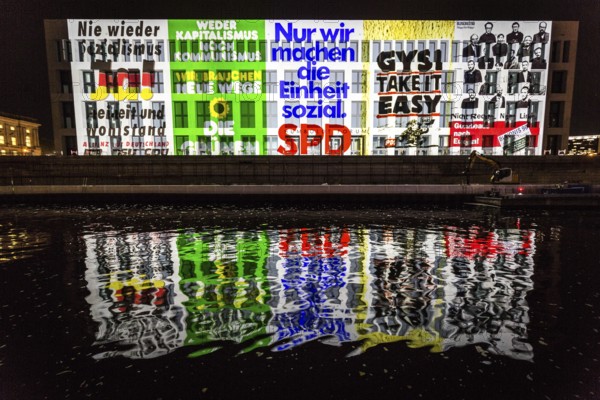 DEU Germany Germany Berlin Light projections and art installations for the 30th anniversary of the fall of the Berlin Wall on 9 Nov. 1989. projection on the City Palace