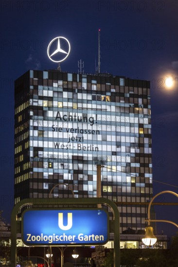 DEU Germany Germany Berlin Light projections and art installations for the 30th anniversary of the fall of the Berlin Wall on 9 Nov. 1989. projection on the Europacenter am Tauenzien