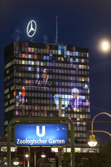 DEU Germany Germany Berlin Light projections and art installations for the 30th anniversary of the fall of the Berlin Wall on 9 Nov. 1989. projection on the Europacenter am Tauenzien