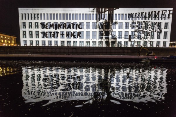 DEU Germany Germany Berlin Light projections and art installations for the 30th anniversary of the fall of the Berlin Wall on 9 Nov. 1989. projection on the City Palace
