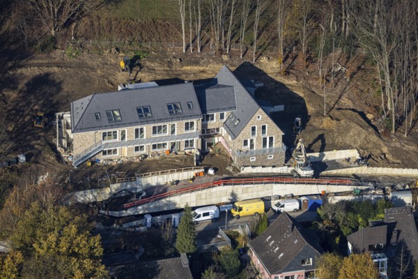 Aerial view, new building kindergarten Am Bergweg, Westende, Herdecke, Ruhr area, North Rhine-Westphalia, Germany, DE, Europe, birds-eyes, view, aerial photography, aerial photography, overview, bird's eye view, childcare, education, day care centre, day nursery, pedagogy