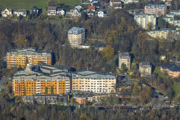 Aerial view, community hospital Herdecke, Westende, Herdecke, Ruhr area, North Rhine-Westphalia, Germany, DE, Europe, birds-eyes, view, aerial photography, aerial photography, overview, overview, bird's eye view, health, care, doctors, medicine, surgery, therapy