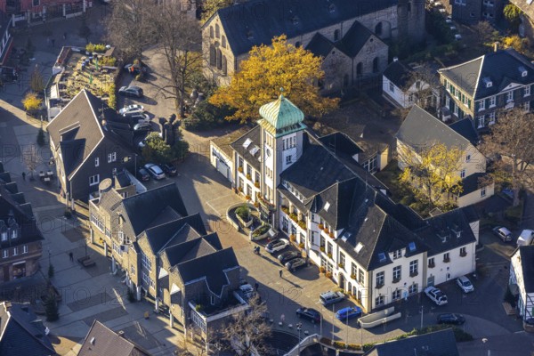 Aerial view, town hall city of Herdecke, Herdecke, Ruhr area, North Rhine-Westphalia, Germany, DE, Europe, birds-eyes, view, aerial photography, aerial photography, aerial photography, overview, bird's eye view, citizen's office, citizens' office, identity card, passport, driving licence, registry office, residents' registration office, town hall