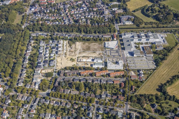 Aerial view, construction area SCI:Q Science Quarter Hamm, Paracelsuspark, Hamm-Lippstadt University of Applied Sciences, Bad Hamm, Hamm, Ruhr area, North Rhine-Westphalia, Germany, construction work, construction, construction area, building site, building plots, construction project, construction site, education, DE, Europe, university, teaching institute, aerial view, aerial photography, aerial photography, Marker Allee, new building, school, Science Quarter Hamm, technology centre, Techpark, overview, bird's-eye view, science quarter, birds-eyes view, overview