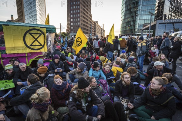 DEU Germany Germany Berlin Demonstrators of the Extinction Rebellion movement during the occupation of Potsdamer Platz