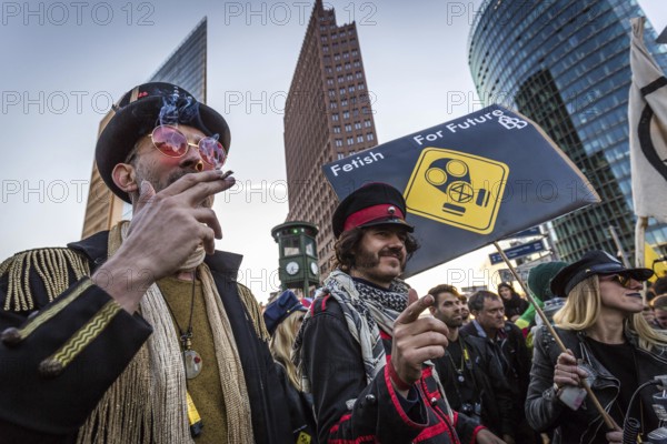 DEU Germany Germany Berlin Protesters of the Extinction Rebellion movement during the occupation of Potsdamer Platz.Fetish for Future activists