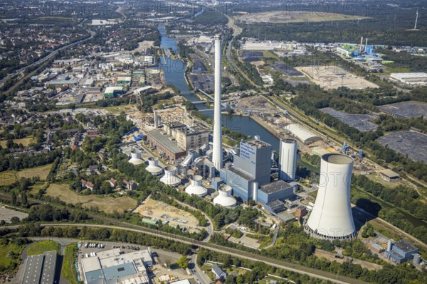 Aerial photo, STEAG Herne thermal power station, Rhine-Herne Canal, Herne, Ruhr area, North Rhine-Westphalia, Germany, DE, Europe, power station, aerial photo, aerial photography, aerial photography, Rhine-Ruhr metropolitan region, coal-fired power station, overview, bird's-eye view, bird's-eye view, overview