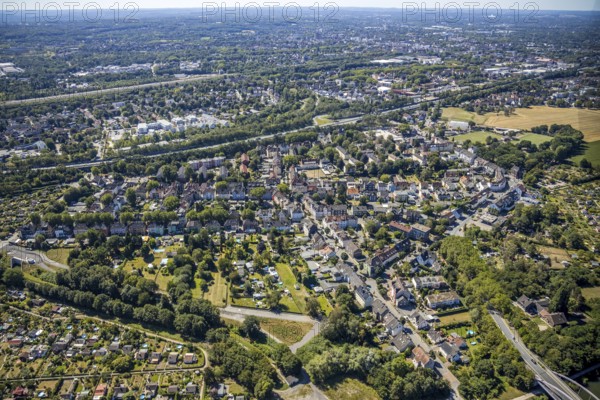 Aerial view, local view Horsthausen, Herne, Ruhr area, North Rhine-Westphalia, Germany, motorway A42, DE, Europe, community garden, property tax, real estate, KGV, KGV Herne Horsthausen, allotment garden, allotment garden site, allotment garden association, aerial view, aerial photography, aerial photography, metropolitan region Rhine-Ruhr, allotment garden, overview, bird's eye view, housing estate, living and living, residential area, residential buildings, housing estate, birds-eyes view, overview