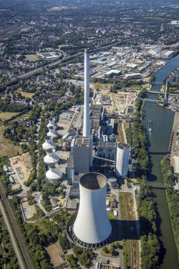Aerial view, STEAG cogeneration plant Herne, Rhine-Herne-Canal, Herne, Ruhr area, North Rhine-Westphalia, Germany, DE, Europe, power plant, aerial view, aerial photography, aerial photography, Rhine-Ruhr metropolitan region, coal-fired power plant, overview, bird's-eye view, overview