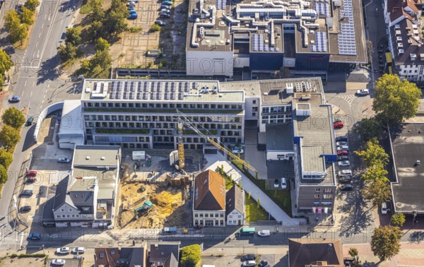 Aerial photo, Widumstraße construction site, demolition for new WA office building, Radio Hamm Betriebs- und Verwaltungsgesellschaft mbH, Westfälischer Anzeiger, Hamm, Ruhr area, North Rhine-Westphalia, Germany, demolition work, construction work, building, construction area, building site, building plots, construction project, construction site, DE, Europe, aerial photo, aerial photography, aerial photography, new building, Stadtanzeiger Hamm, overview, bird's-eye view, newspaper publisher, birds-eyes view, overview