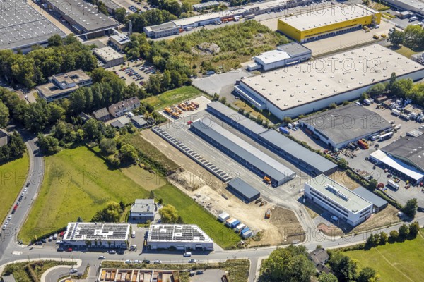 Aerial view, recycling depot herne AöR, central depot Meesmannstraße, Herne, Ruhr area, North Rhine-Westphalia, Germany, DE, Europe, aerial view, aerial photography, aerial photography, Rhine-Ruhr metropolitan region, overview, bird's-eye view, material disposal, recycling depot, birds-eyes view, overview