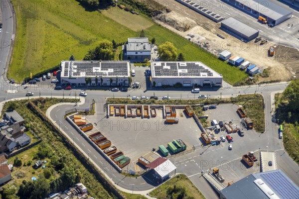 Aerial view, recycling centre disposal herne AöR, Herne, Ruhr area, North Rhine-Westphalia, Germany, DE, Europe, aerial view, aerial photography, aerial photography, Rhine-Ruhr metropolitan region, overview, bird's-eye view, material disposal, recycling centre, birds-eyes view, overview