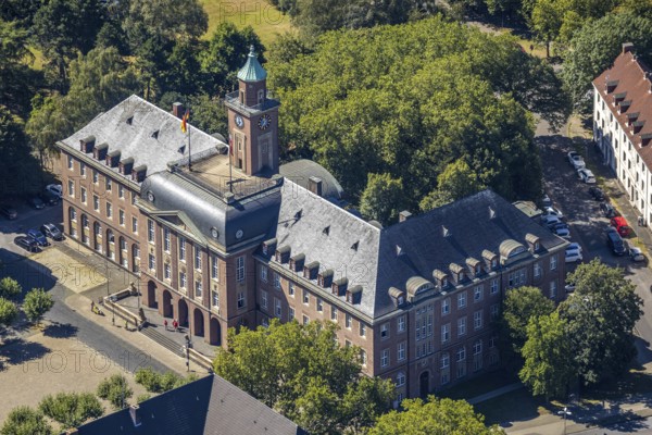 Aerial view, town hall Herne, Herne, Ruhr area, North Rhine-Westphalia, Germany, authority, DE, Europe, municipal administration, local government, aerial photograph, aerial photography, aerial photography, Rhine-Ruhr metropolitan region, town hall, city administration, overview, administrative area, bird's-eye view, overview, local elections