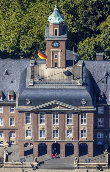 Aerial view, town hall Herne, Herne, Ruhr area, North Rhine-Westphalia, Germany, authority, DE, Europe, municipal administration, local government, aerial photograph, aerial photography, aerial photography, Rhine-Ruhr metropolitan region, town hall, city administration, overview, administrative area, bird's-eye view, overview, local elections