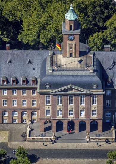 Aerial view, town hall Herne, Herne, Ruhr area, North Rhine-Westphalia, Germany, authority, DE, Europe, municipal administration, local government, aerial photograph, aerial photography, aerial photography, Rhine-Ruhr metropolitan region, town hall, city administration, overview, administrative area, bird's-eye view, overview, local elections