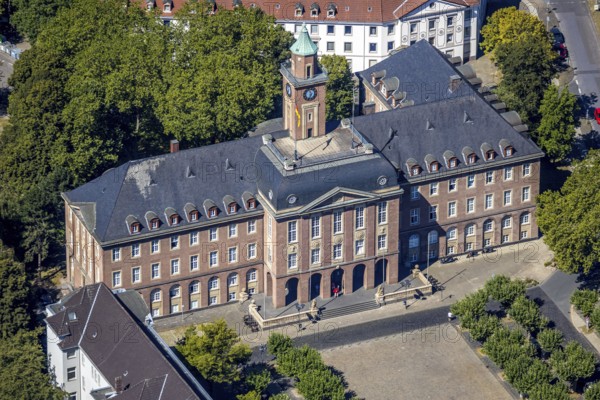 Aerial view, town hall Herne, Herne, Ruhr area, North Rhine-Westphalia, Germany, authority, DE, Europe, municipal administration, local government, aerial photograph, aerial photography, aerial photography, Rhine-Ruhr metropolitan region, town hall, city administration, overview, administrative area, bird's-eye view, overview, local elections