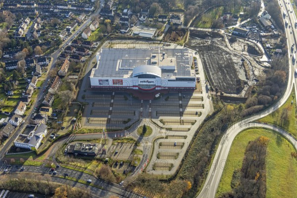 Aerial view, Zurbrüggen Wohn-Zentrum Herne, Herne-Süd, Herne, Ruhr area, North Rhine-Westphalia, Germany, Am Westerfeld, DE, Europe, commercial enterprises, commercial space, commercial area, commercial location, commercial use, aerial photograph, aerial photography, aerial photography, furniture store, overview, bird's eye view, birds-eyes view, overview