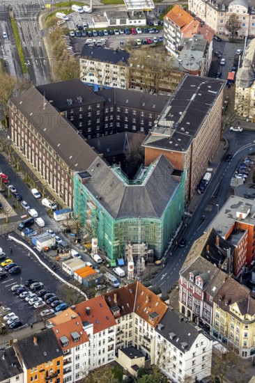 Aerial view, reconstruction / renovation of the Alte Sparkasse building, Herne, Ruhr area, North Rhine-Westphalia, Germany, DE, Europe, birds-eyes, view, aerial photography, aerial photography, overview, overview, bird's eye view