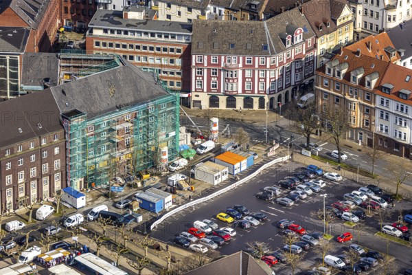 Aerial view, reconstruction / renovation of the Alte Sparkasse building, Herne, Ruhr area, North Rhine-Westphalia, Germany, DE, Europe, birds-eyes, view, aerial photography, aerial photography, overview, overview, bird's eye view
