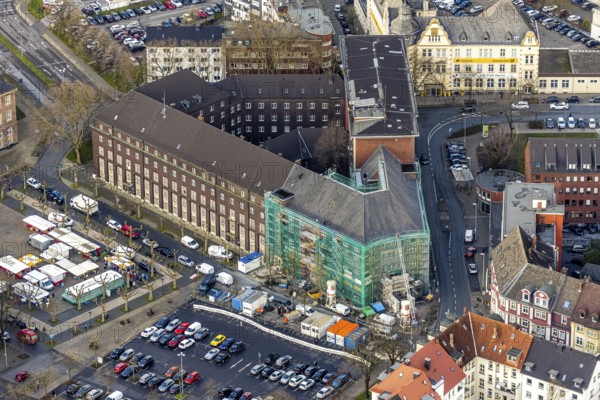 Aerial view, reconstruction / renovation of the Alte Sparkasse building, Herne, Ruhr area, North Rhine-Westphalia, Germany, DE, Europe, birds-eyes, view, aerial photography, aerial photography, overview, overview, bird's eye view