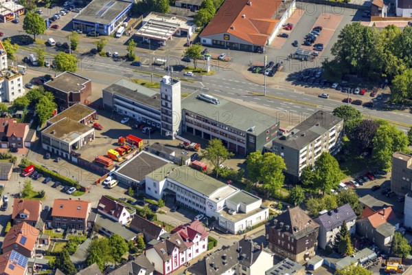 Aerial photo, fire brigade Herne, Herne, Ruhr area, North Rhine-Westphalia, Germany, fire fighter, fire protection, fire watch, DE, Europe, fire station, fire brigade, aerial photo, aerial photography, aerial photography, overview, bird's-eye view, overview