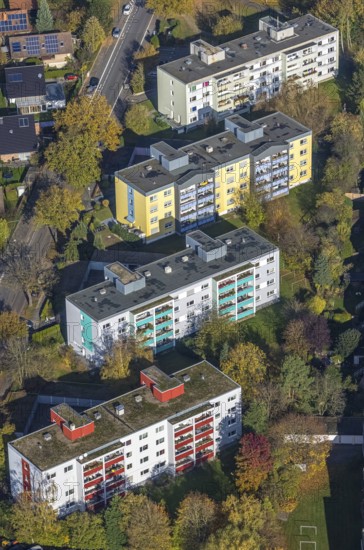 Aerial view, high-rise estate Dambergstraße, Westtünnen, Hamm, Ruhr area, North Rhine-Westphalia, Germany