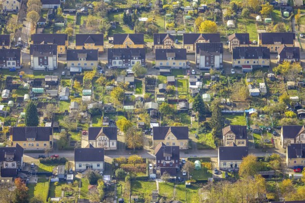 Aerial view, mining estate, Robertstraße, Dr.-Wendel-Straße, Pelkum, Hamm, Ruhr area, North Rhine-Westphalia, Germany, DE, Europe, property tax, real estate, aerial view, aerial photography, aerial photography, overview, bird's-eye view, housing estate, housing and living, residential area, residential buildings, housing quality, residential neighbourhood, housing estate, birds-eyes view, overview