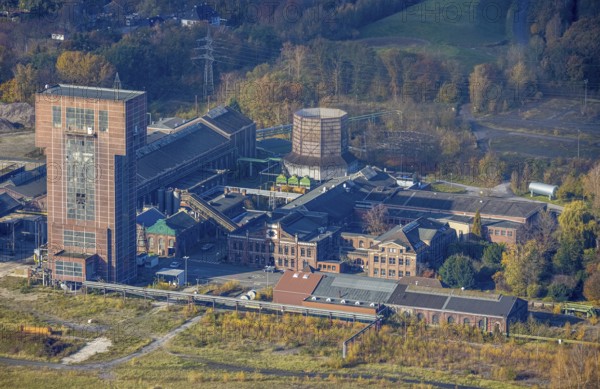 Aerial view, former Ost Heinrich Robert colliery, Pelkum, Hamm, Ruhr area, North Rhine-Westphalia, Germany, Heinrich Robert colliery, DE, Europe, industrial plant, industrial site, aerial view, aerial photography, aerial photography, sight, overview, bird's eye view, to the mine, birds-eyes view, former Ost colliery, historical, historical site, overview, destroyed building