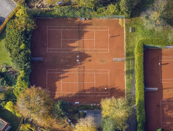 Aerial view, tennis courts Weingarten, Rhynern, Hamm, Ruhr area, North Rhine-Westphalia, Germany, DE, Europe, aerial view, aerial photography, aerial photography, sports, tennis, tennis facility, tennis courts, tennis club, overview, bird's-eye view, overview