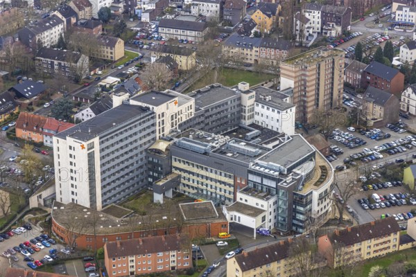 Aerial view, hospital St. Anna Hospital, Herne, Ruhr area, North Rhine-Westphalia, Germany, DE, Europe, birds-eyes, view, aerial photography, aerial photography, overview, overview, bird's eye view, health, care, doctors, medicine, surgery, therapy