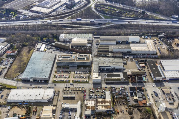 Aerial photo, Vulkan plant, industrial area between motorway A42 / federal road B226 and Rhine-Herne Canal, Herne, Ruhr area, North Rhine-Westphalia, Germany, DE, Europe, birds-eyes, view, aerial photograph, aerial photography, aerial photography, overview, overview, bird's eye view, industry, trade, economy, commercial enterprise, production, trade, waterway, shipping, transport, logistics, goods movement, ships, waters