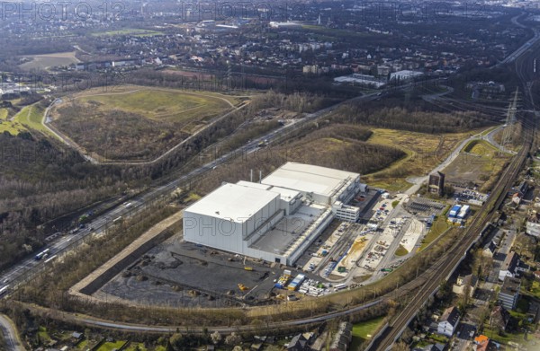 Aerial view, frozen food logistics company Nordfrost on the site of the former colliery Unser Fritz Schacht 1, Herne, Ruhr area, North Rhine-Westphalia, Germany, DE, Europe, birds-eyes, view, aerial photograph, aerial photography, aerial photography, overview, overview, bird's eye view, structural change, former, colliery