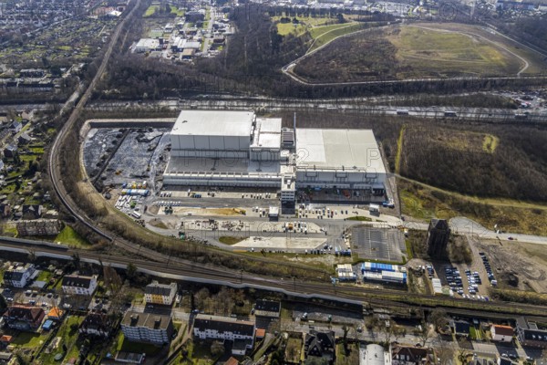 Aerial view, frozen food logistics company Nordfrost on the site of the former colliery Unser Fritz Schacht 1, Herne, Ruhr area, North Rhine-Westphalia, Germany, DE, Europe, birds-eyes, view, aerial photograph, aerial photography, aerial photography, overview, overview, bird's eye view, structural change, former, colliery