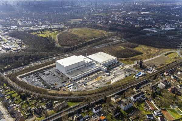 Aerial view, frozen food logistics company Nordfrost on the site of the former colliery Unser Fritz Schacht 1, Herne, Ruhr area, North Rhine-Westphalia, Germany, DE, Europe, birds-eyes, view, aerial photograph, aerial photography, aerial photography, overview, overview, bird's eye view, structural change, former, colliery