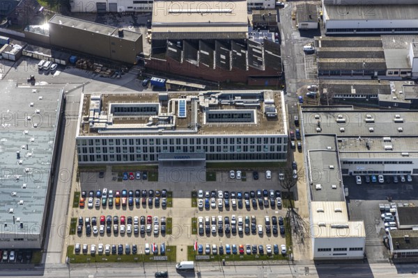 Aerial photo, Vulkan plant, industrial area between motorway A42 / federal road B226 and Rhine-Herne Canal, Herne, Ruhr area, North Rhine-Westphalia, Germany, DE, Europe, birds-eyes, view, aerial photograph, aerial photography, aerial photography, overview, overview, bird's eye view, industry, trade, economy, commercial enterprise, production, trade, waterway, shipping, transport, logistics, goods movement, ships, waters