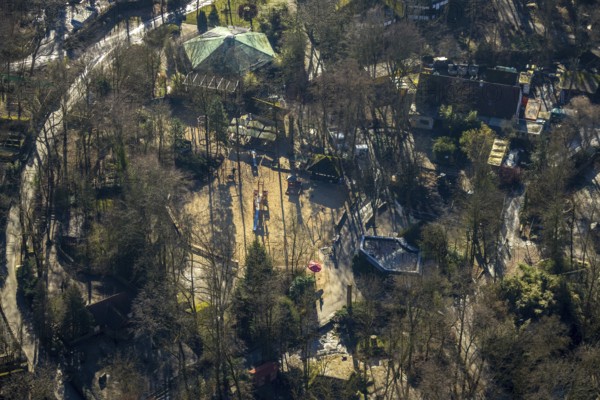 Aerial view, zoo Hamm, reconstruction playground, Hamm, Ruhr area, North Rhine-Westphalia, Germany, DE, Europe, children's farm, aerial view, aerial photography, aerial photography, overview, bird's eye view, zoo, birds-eyes view, overview