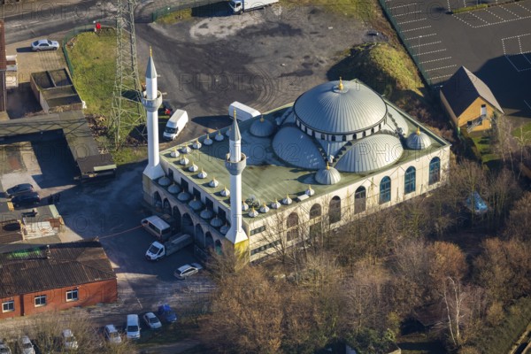 Aerial view, Ulu Mosque, herringen yeni ulu mocshe, Herringen, Hamm, Ruhr area, North Rhine-Westphalia, Germany, DE, Dortmunder Straße, Europe, religious community, aerial view, aerial photography, aerial photography, mosque, religion, overview, bird's-eye view, overview