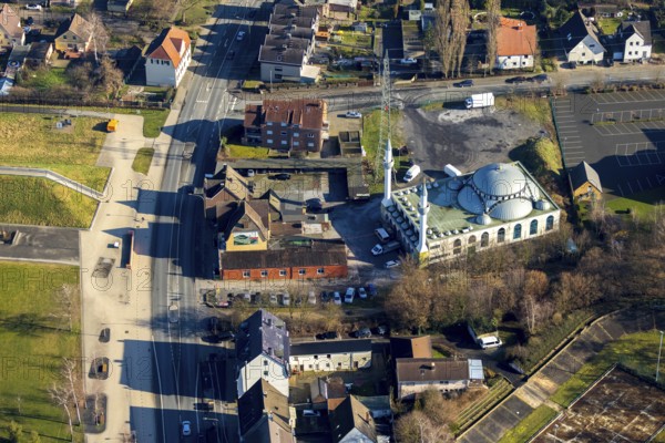 Aerial view, Ulu Mosque, herringen yeni ulu mocshe, Herringen, Hamm, Ruhr area, North Rhine-Westphalia, Germany, DE, Dortmunder Straße, Europe, religious community, aerial view, aerial photography, aerial photography, mosque, religion, overview, bird's-eye view, overview